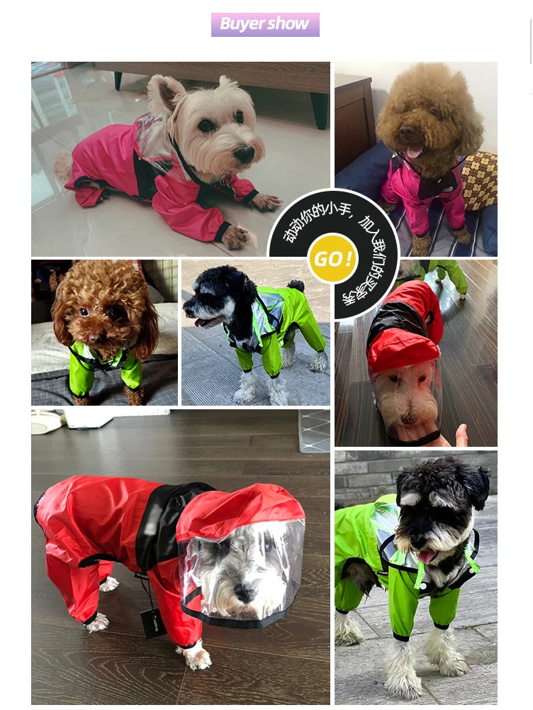 🐾 Waterproof Dog Raincoat – Hunde-Regenmantel „The Dog Face“ | Wasserfester Overall für kleine & mittelgroße Hunde