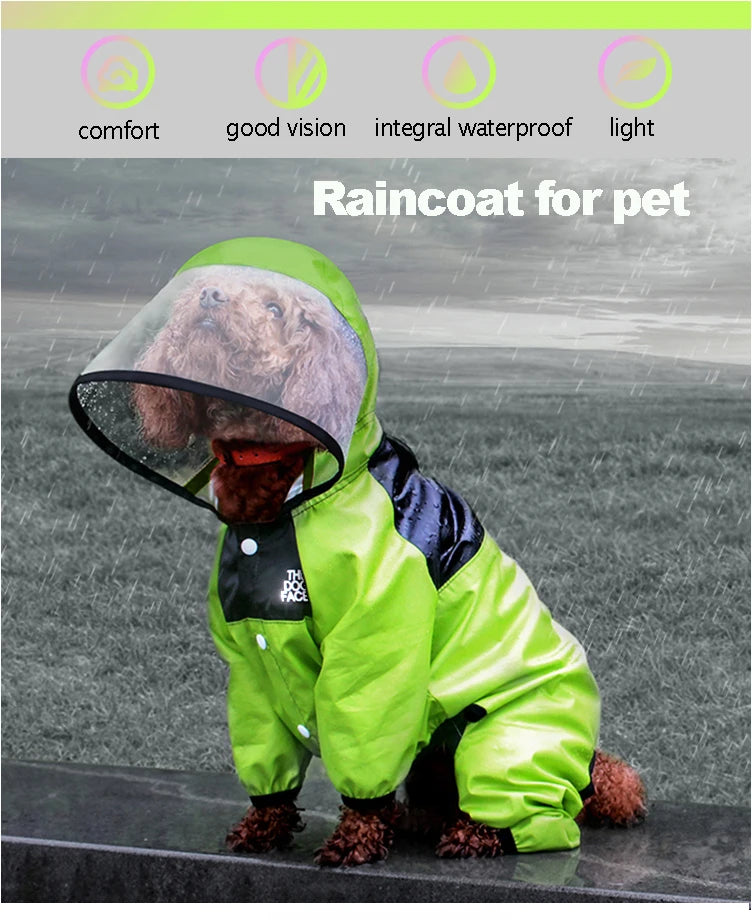🐾 Waterproof Dog Raincoat – Hunde-Regenmantel „The Dog Face“ | Wasserfester Overall für kleine & mittelgroße Hunde