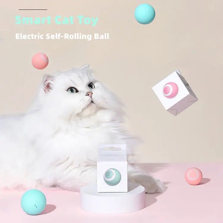Elektrischer Katzenball – Automatisch rollendes Smart-Spielzeug | Interaktiver selbstbewegender Ball für Katzen & Kitten | Training & Indoor-Beschäftigung PawPaw