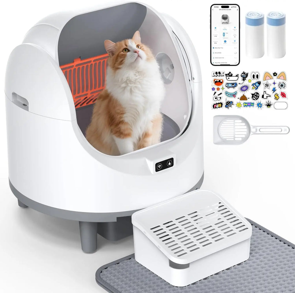 Automatische Katzen-Toilette – Selbstreinigendes Open-Top Katzenklo mit App-Steuerung | Geräuscharm, Sicher & Großzügig | Ideal für Mehrkatzenhaushalte