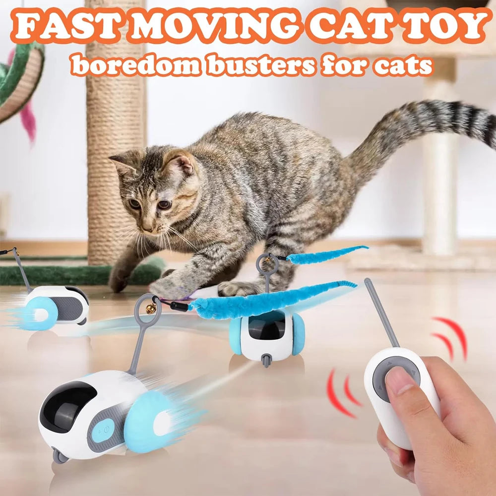 🐾 Smart Automatic Cat Toy Car – 2 Modi | Ferngesteuertes & automatisches Katzen-Spielauto für Jagdspaß & Training