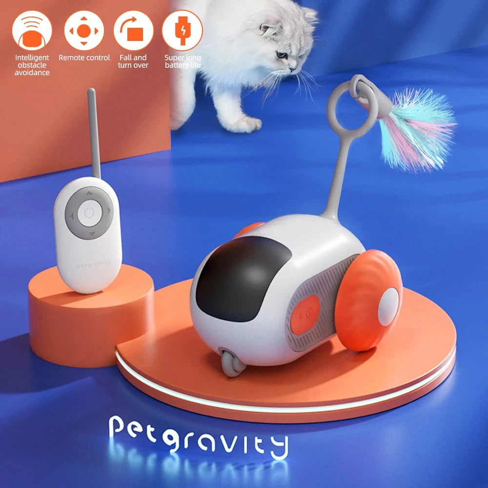 🐾 Smart Automatic Cat Toy Car – 2 Modi | Ferngesteuertes & automatisches Katzen-Spielauto für Jagdspaß & Training