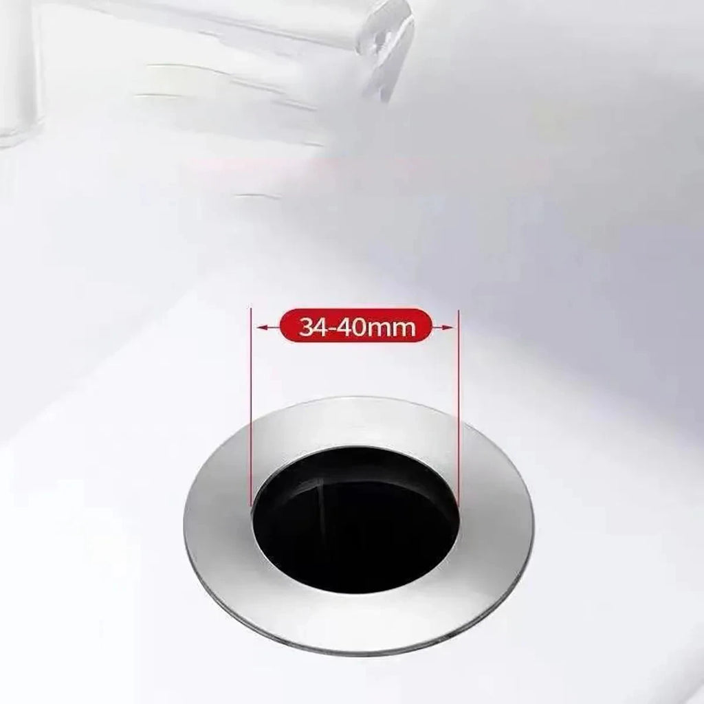 Universal Pop-Up Abflussstopfen – Selbstreinigender Rebound Drain Plug mit Haarfänger | Waschbecken-Stopper aus Chrom, Anti-Verstopfung & Einfache Push-Bedienung