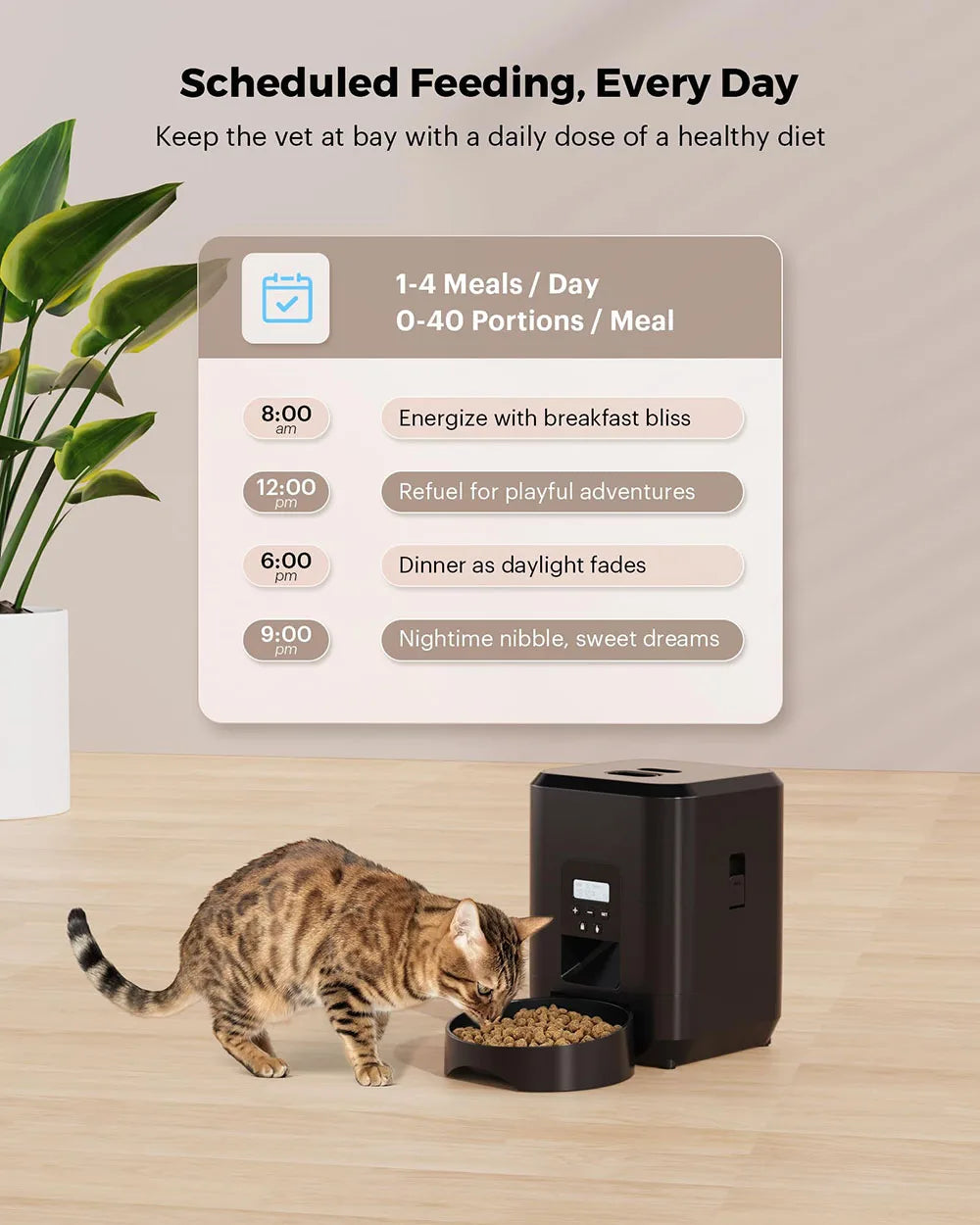 Smart Automatic Pet Feeder – Timer & Portionskontrolle | Automatischer Katzen- & Hundefutterspender | Slow-Feeding Bowl & 2.4G WiFi/Buttons-Modell