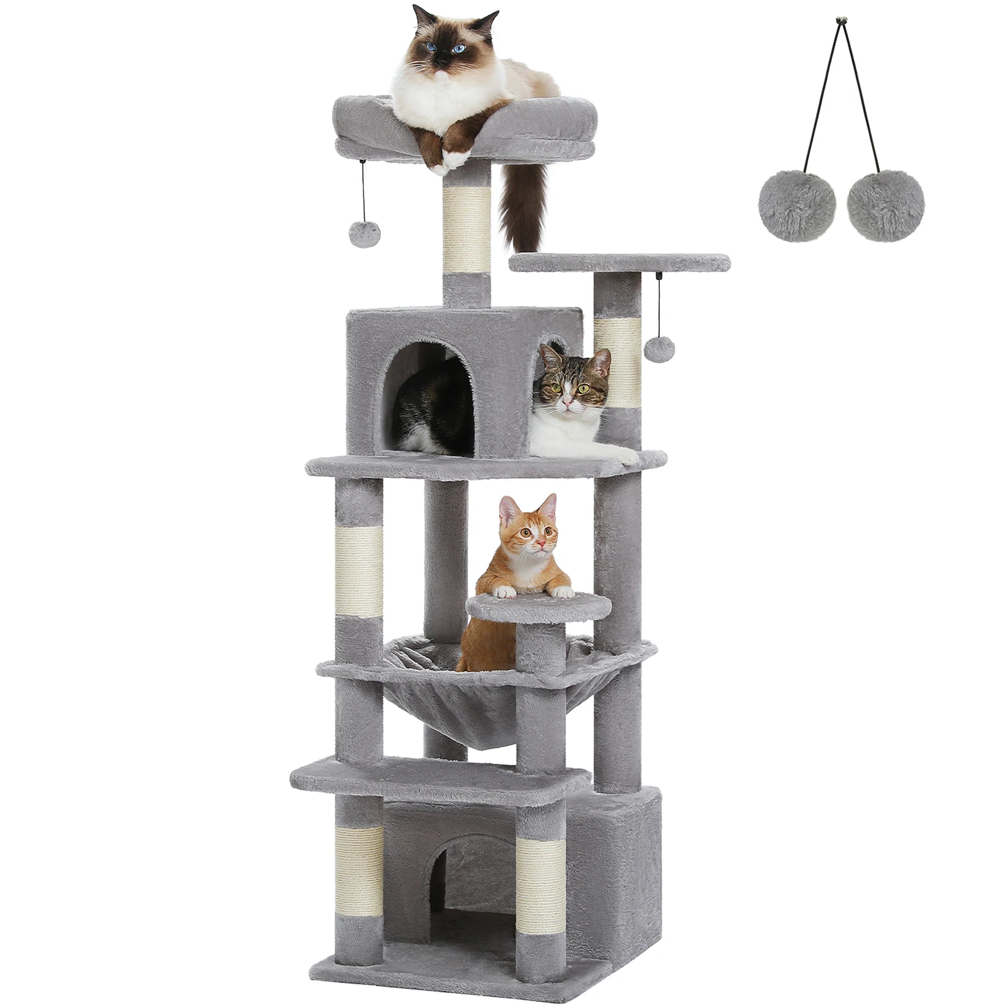 🐾 Large Cat Tree & Tower – Großer Kratzbaum für Wohnungskatzen | Sisalpfosten, Hängematte, gepolsterte Liegeflächen & Spielzeug