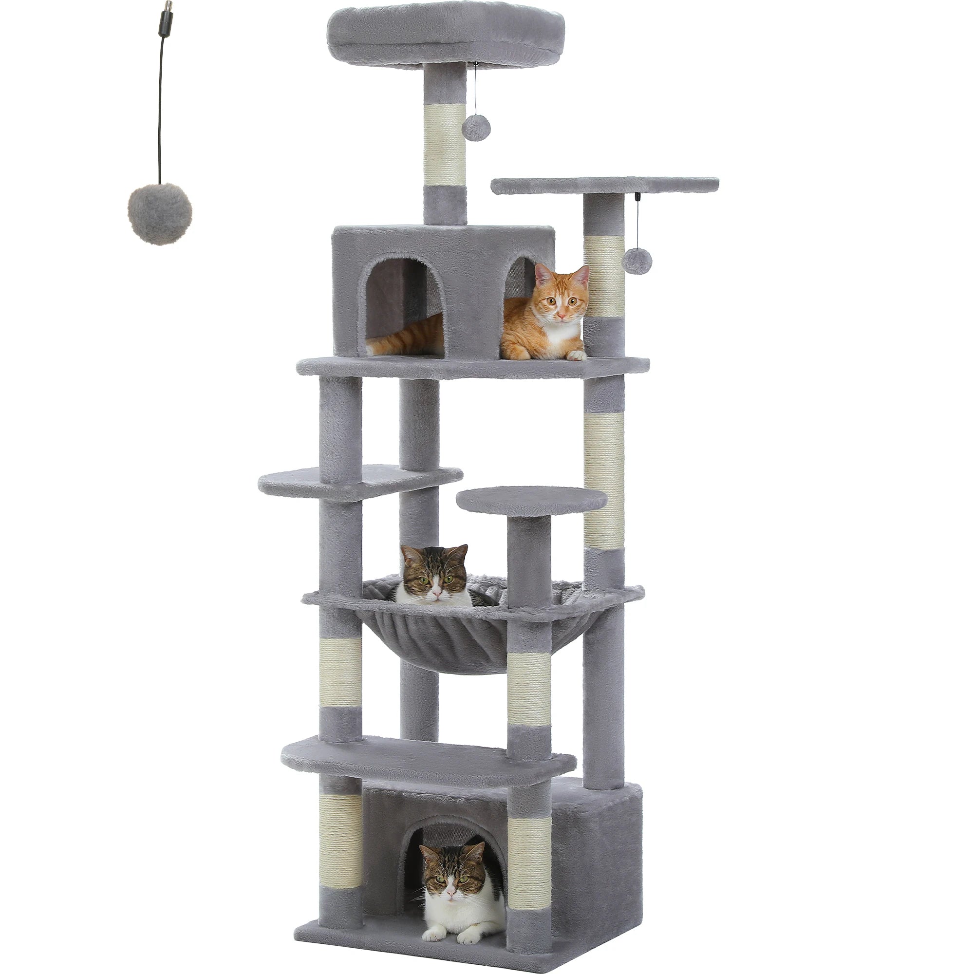 🐾 Large Cat Tree & Tower – Großer Kratzbaum für Wohnungskatzen | Sisalpfosten, Hängematte, gepolsterte Liegeflächen & Spielzeug