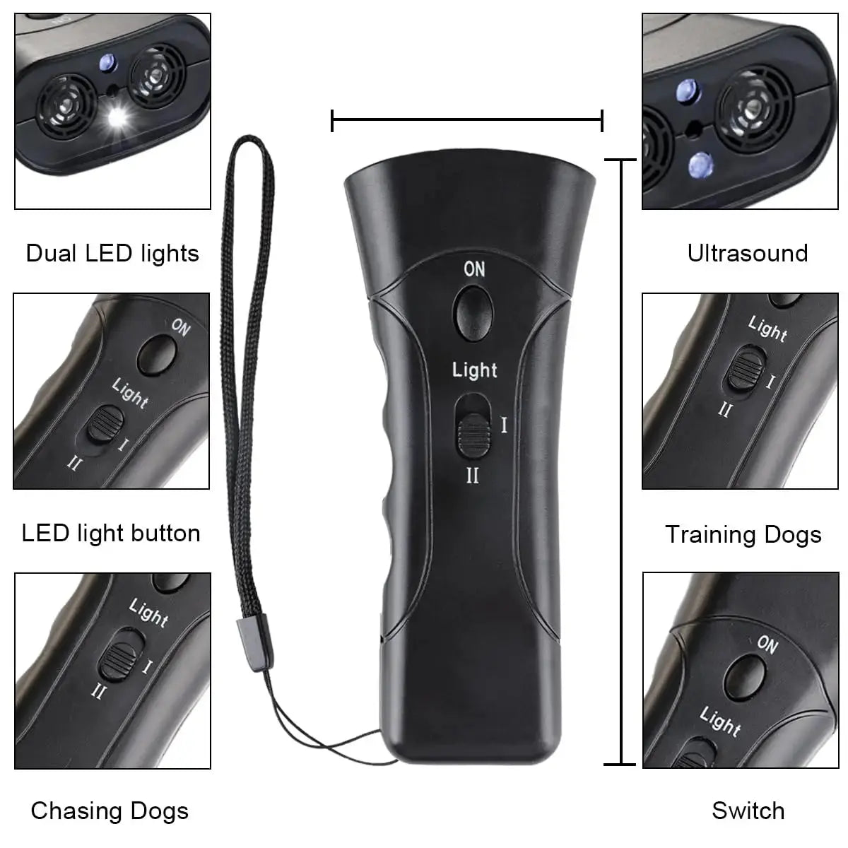 Ultraschall Hundeabwehr Gerät – LED & Laser Anti-Bell-Tool | Handliches Trainingsgerät gegen Bellen & zur Hundekontrolle PawPaw