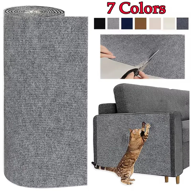 Self-Adhesive Cat Scratch Mat – Zuschneidbarer Sofa-Schutz aus Teppich | 7 Farben, Trimmbar, Möbel-Schutz & Kratzunterlage für Katzen