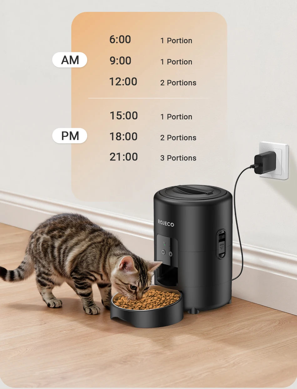 ROJECO 🐾 Smart Automatic Pet Feeder 2L – Intelligenter Futterautomat für Katzen & Hunde (APP & Tastensteuerung)
