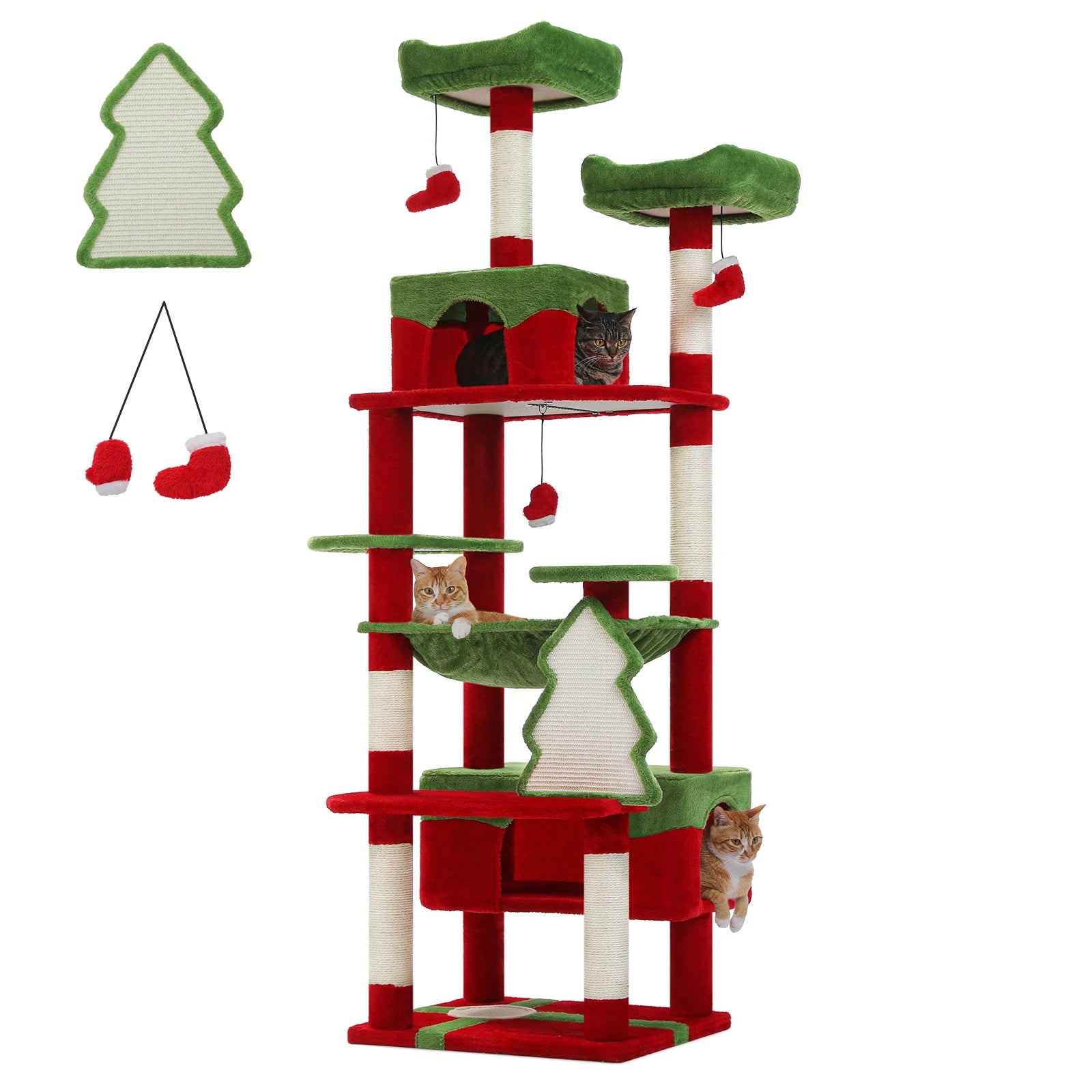 🐾 Large Cat Tree & Tower – Großer Kratzbaum für Wohnungskatzen | Sisalpfosten, Hängematte, gepolsterte Liegeflächen & Spielzeug