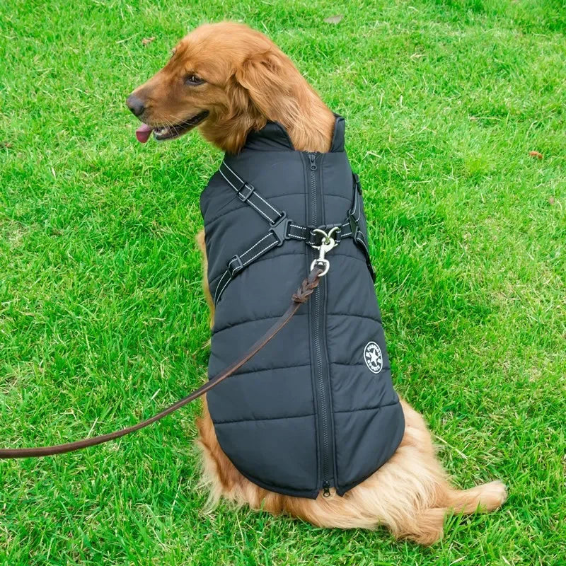 🐾 Large Winter Dog Jacket with Built-In Harness – Wasserfester, warmer Hundemantel für große & kleine Hunde | Winddicht, bequem & reflektierend