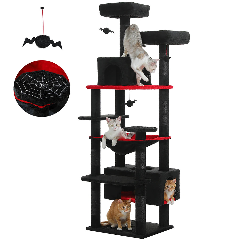 🐾 Large Cat Tree & Tower – Großer Kratzbaum für Wohnungskatzen | Sisalpfosten, Hängematte, gepolsterte Liegeflächen & Spielzeug