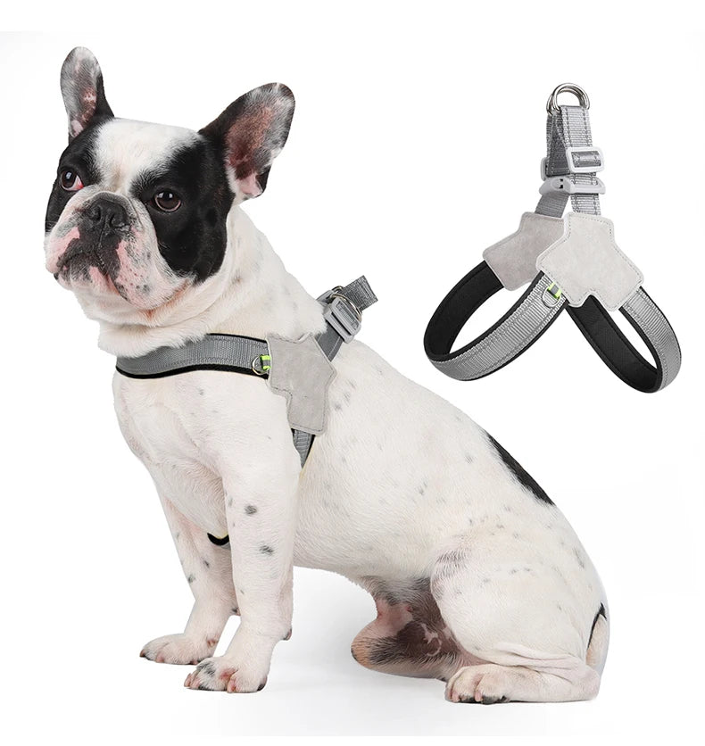 🐾 Reflective No-Pull Dog Harness – Bequemer Brustgurt für kleine & mittelgroße Hunde | Sicheres, rutschfestes Geschirr für Pug, Chihuahua & Co.