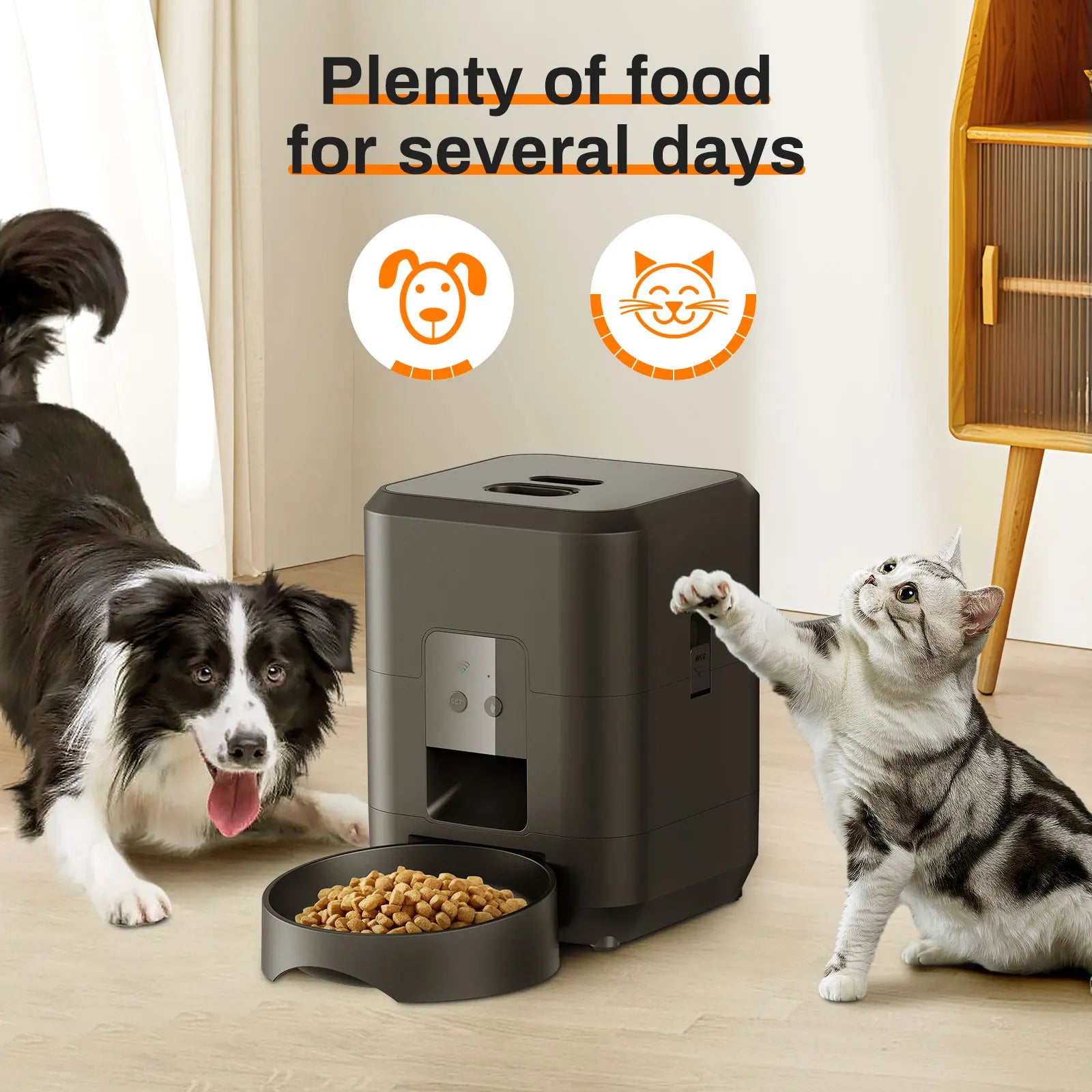 Smart Automatic Pet Feeder – Timer & Portionskontrolle | Automatischer Katzen- & Hundefutterspender | Slow-Feeding Bowl & 2.4G WiFi/Buttons-Modell