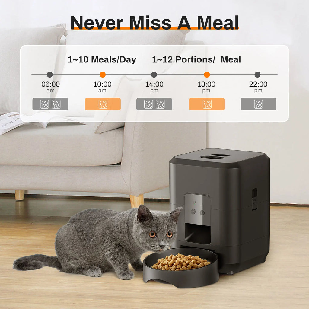 Smart Automatic Pet Feeder – Timer & Portionskontrolle | Automatischer Katzen- & Hundefutterspender | Slow-Feeding Bowl & 2.4G WiFi/Buttons-Modell