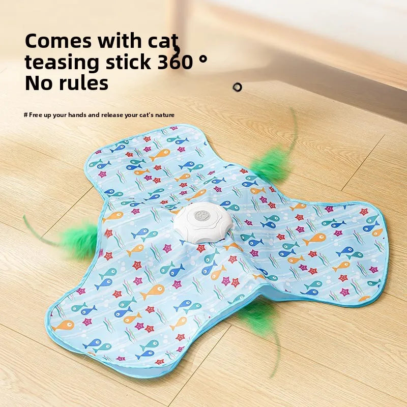 🐾 Interactive Automatic Cat Toy – Bewegliches Feder-Spielzeug für Wohnungskatzen | Hide-and-Seek Jagdspiel zur Aktivierung der Instinkte