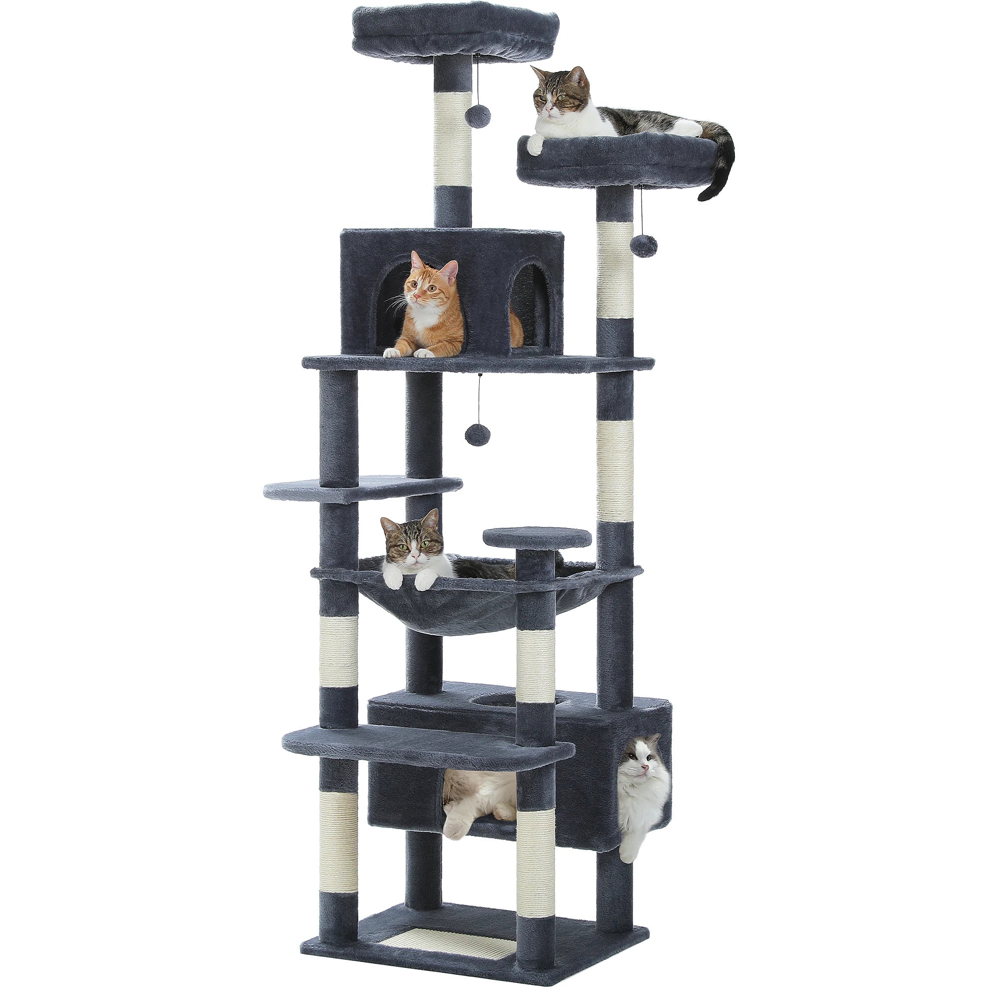 🐾 Large Cat Tree & Tower – Großer Kratzbaum für Wohnungskatzen | Sisalpfosten, Hängematte, gepolsterte Liegeflächen & Spielzeug