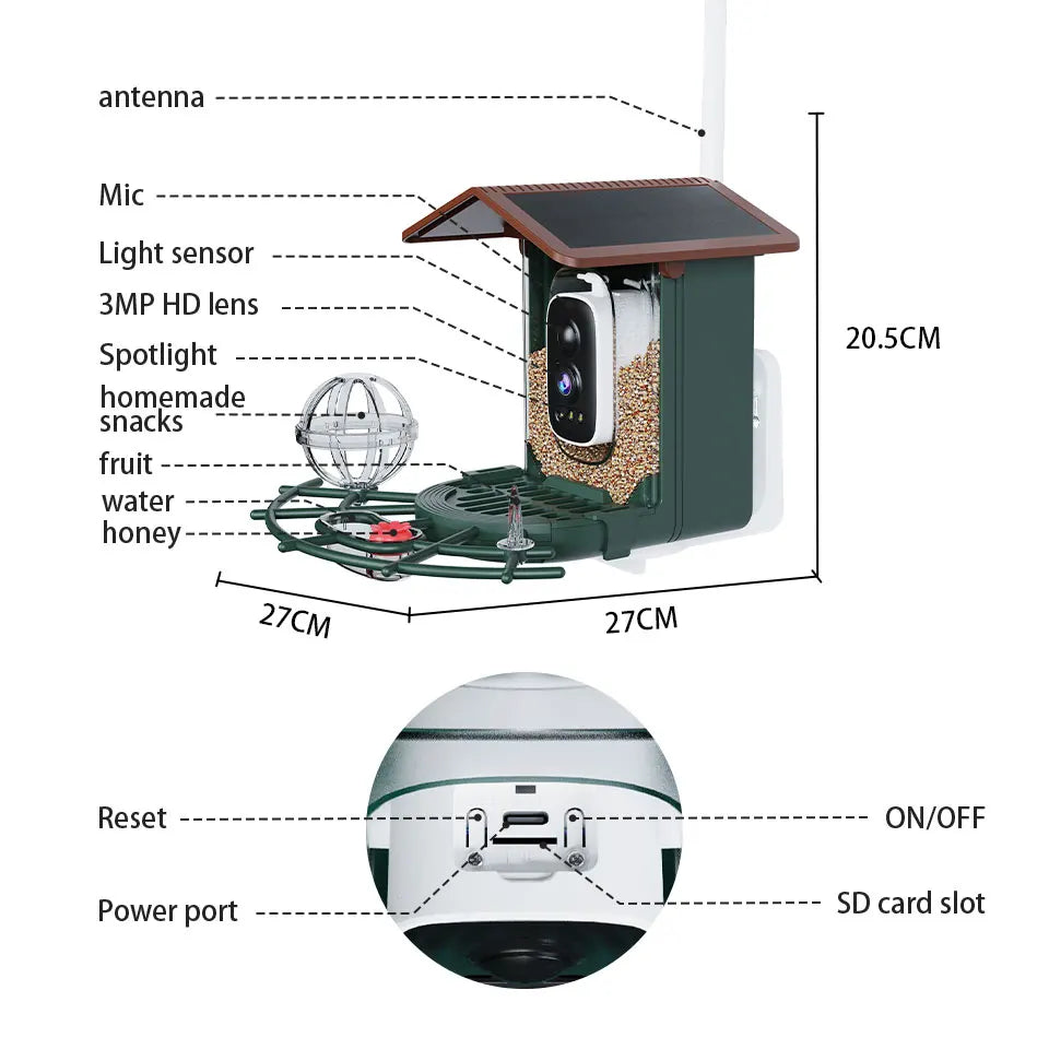 🦜 Solar Bird Feeder Camera – 4MP 2K HD Vogelhaus-Kamera mit WiFi, Nachtsicht & Bewegungserkennung | Solar Betrieben für Birdwatching