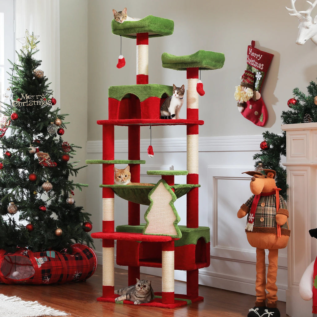 🐾 Large Cat Tree & Tower – Großer Kratzbaum für Wohnungskatzen | Sisalpfosten, Hängematte, gepolsterte Liegeflächen & Spielzeug
