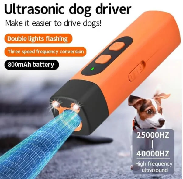 2025 Ultrasonic Dog Repeller – Wiederaufladbares Anti-Bellen & Hunde-Training Gerät | 25 kHz Ultraschall, LED-Taschenlampe & Sicherer Tier-Deterrent