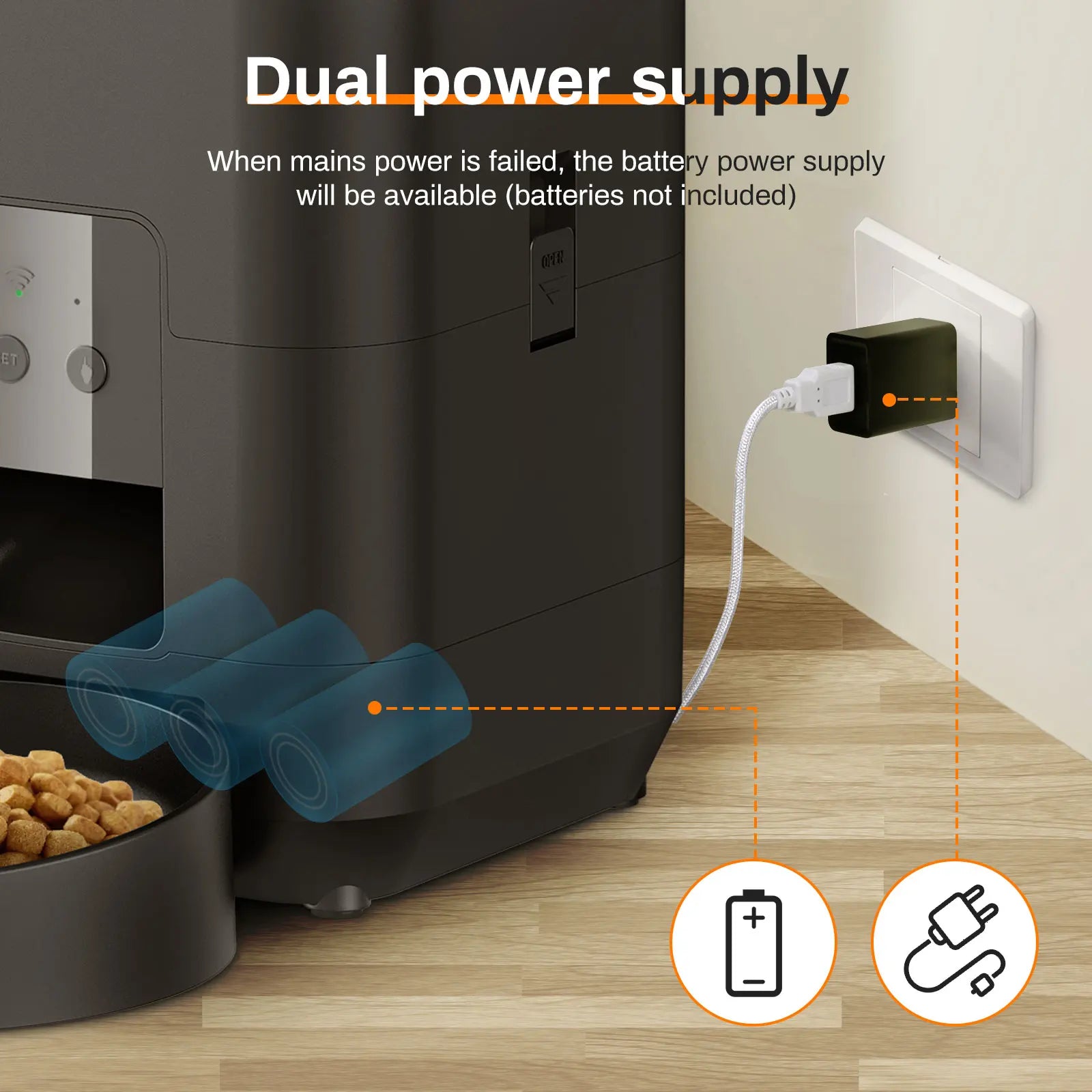 Smart Automatic Pet Feeder – Timer & Portionskontrolle | Automatischer Katzen- & Hundefutterspender | Slow-Feeding Bowl & 2.4G WiFi/Buttons-Modell