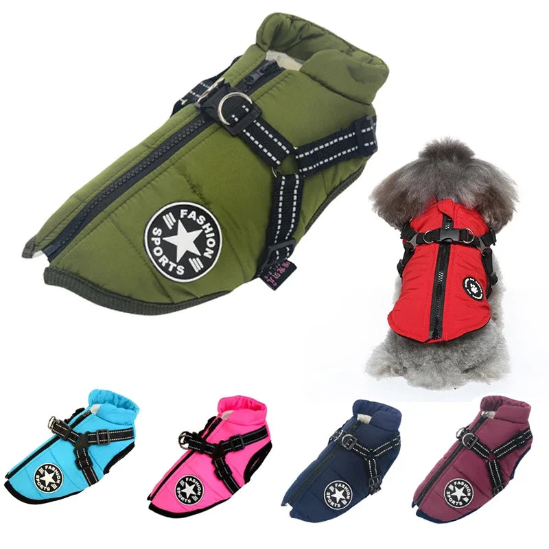 🐾 Large Winter Dog Jacket with Built-In Harness – Wasserfester, warmer Hundemantel für große & kleine Hunde | Winddicht, bequem & reflektierend