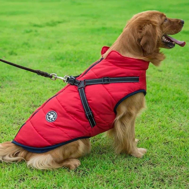 🐾 Large Winter Dog Jacket with Built-In Harness – Wasserfester, warmer Hundemantel für große & kleine Hunde | Winddicht, bequem & reflektierend