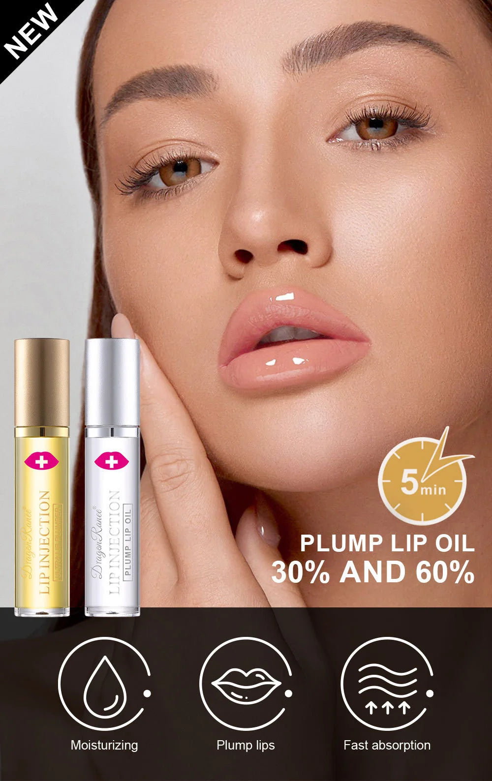 💋 Volumizing Lip Plumper Serum – Sofort-Aufpolsterndes Lipgloss für volle Lippen | Feuchtigkeit, Glanz & Reduzierung feiner Linien