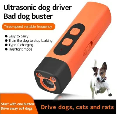2025 Ultrasonic Dog Repeller – Wiederaufladbares Anti-Bellen & Hunde-Training Gerät | 25 kHz Ultraschall, LED-Taschenlampe & Sicherer Tier-Deterrent