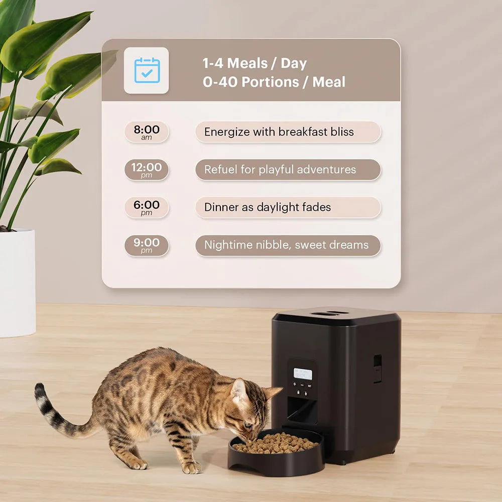 Smart Automatic Pet Feeder – Timer & Portionskontrolle | Automatischer Katzen- & Hundefutterspender | Slow-Feeding Bowl & 2.4G WiFi/Buttons-Modell