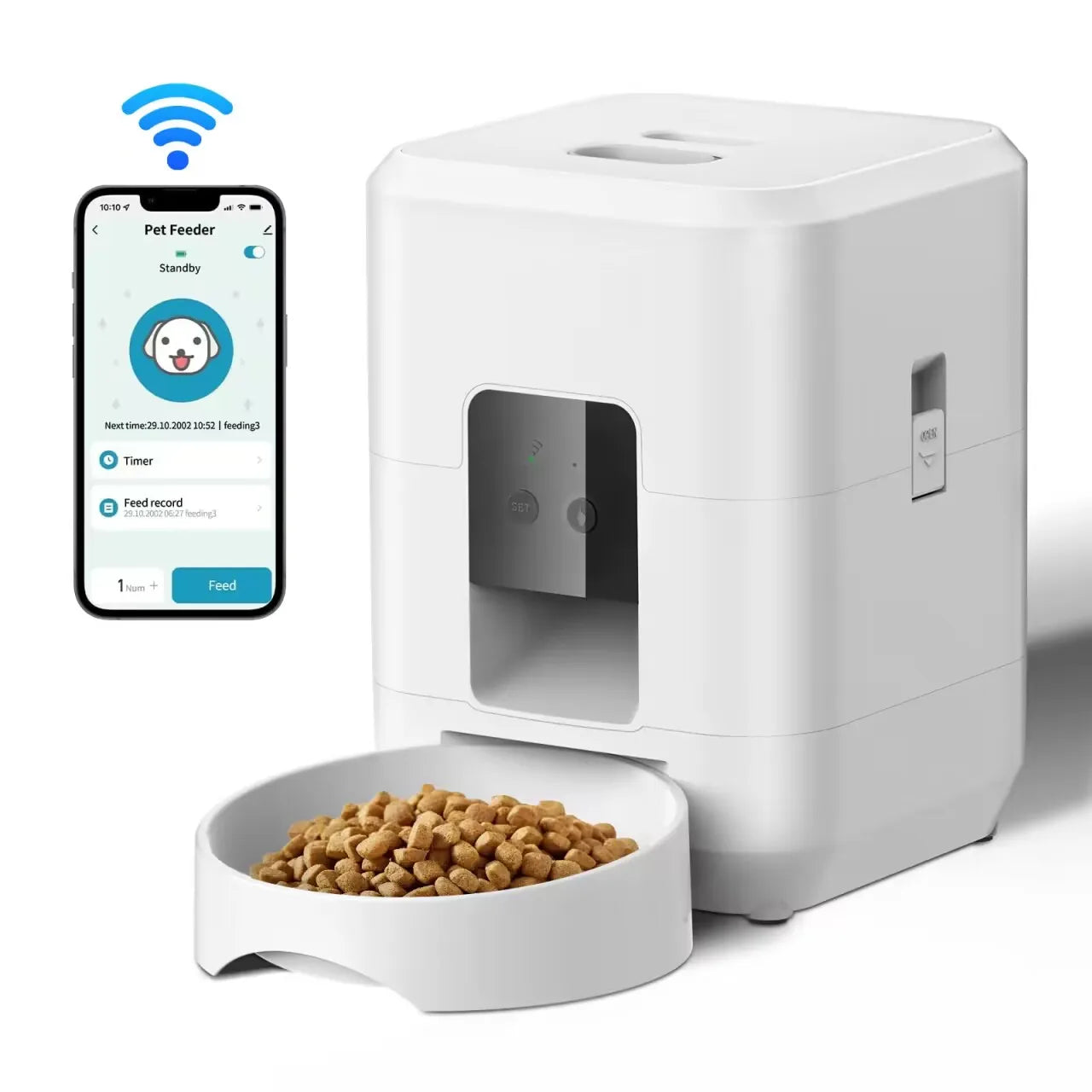 Smart Automatic Pet Feeder – Timer & Portionskontrolle | Automatischer Katzen- & Hundefutterspender | Slow-Feeding Bowl & 2.4G WiFi/Buttons-Modell