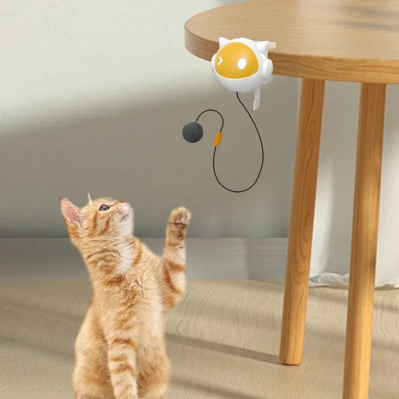 🐾 Electric Interactive Cat Ball – Automatischer Katzen-Spielball mit Auf- & Abbewegung | Befestigbarer Fellball für aktive Katzen