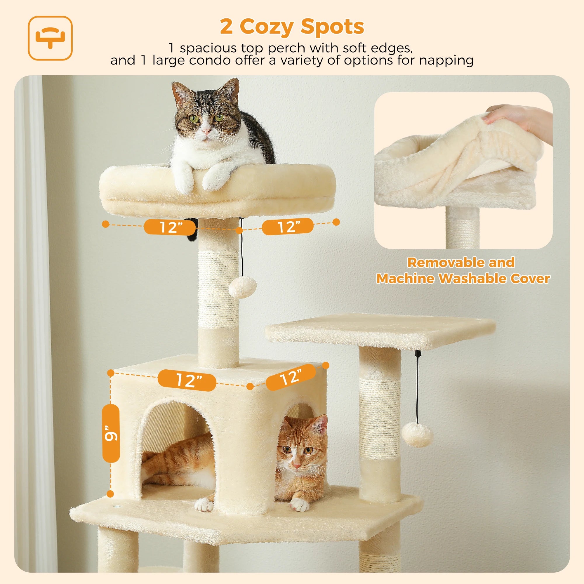 🐾 Large Cat Tree & Tower – Großer Kratzbaum für Wohnungskatzen | Sisalpfosten, Hängematte, gepolsterte Liegeflächen & Spielzeug