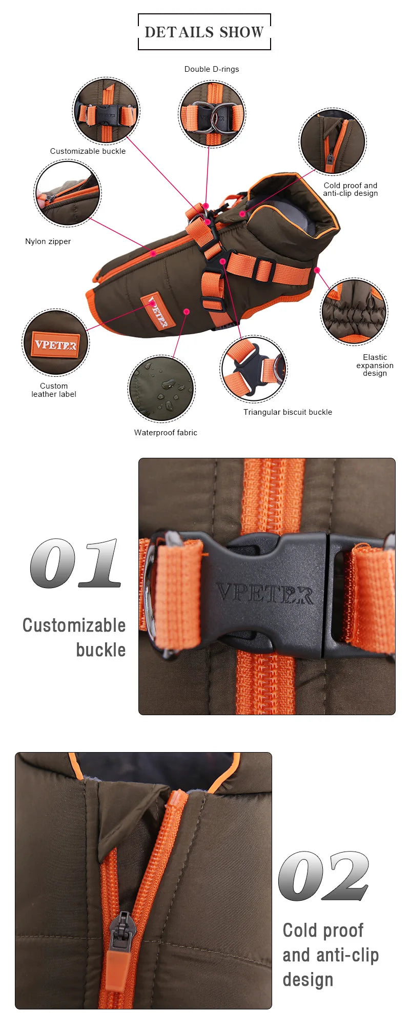 🐾 Waterproof Winter Puppy Jacket – Warme Hundejacke mit integriertem Geschirr | Für kleine Hunde wie Chihuahua, Yorkie & French Bulldog