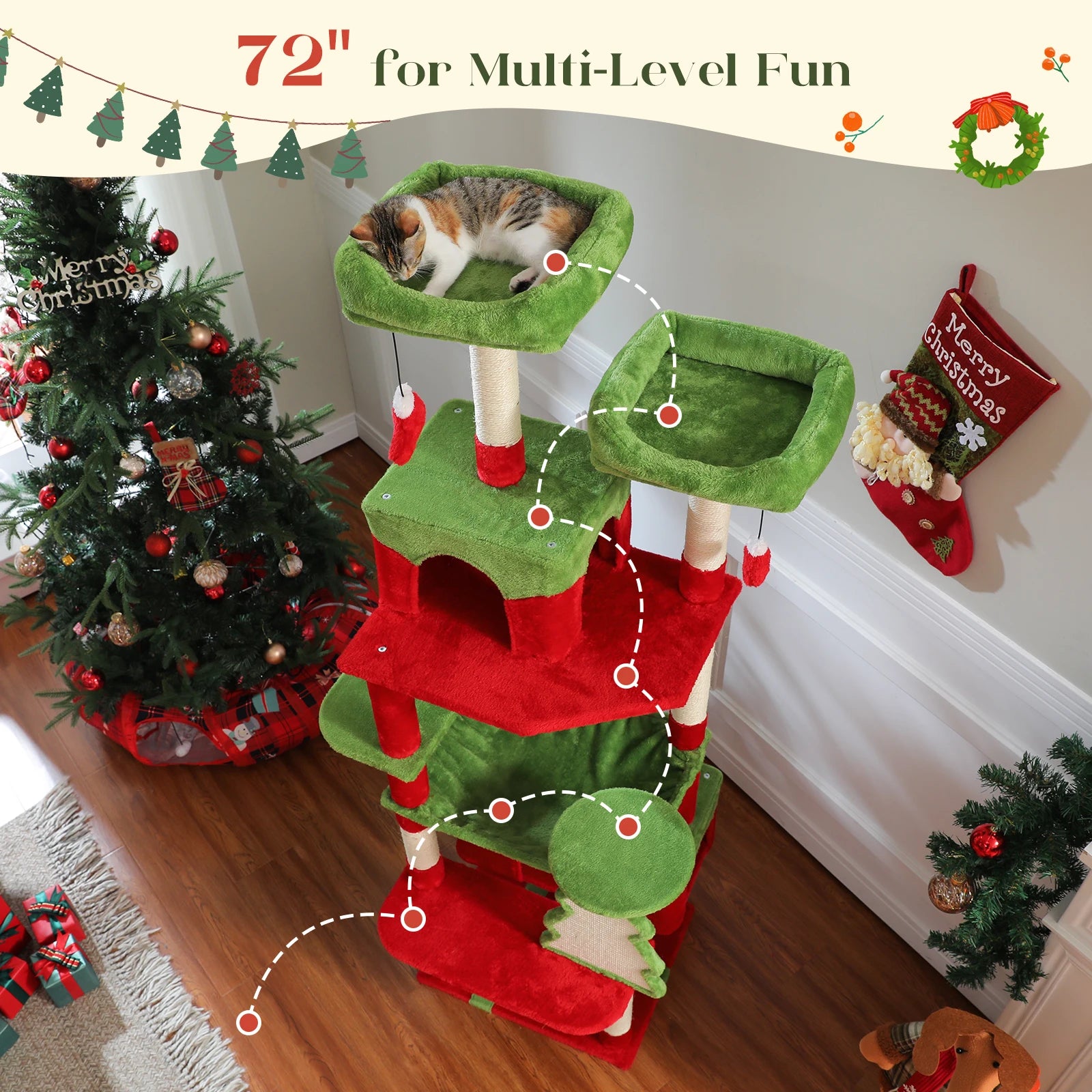 🐾 Large Cat Tree & Tower – Großer Kratzbaum für Wohnungskatzen | Sisalpfosten, Hängematte, gepolsterte Liegeflächen & Spielzeug