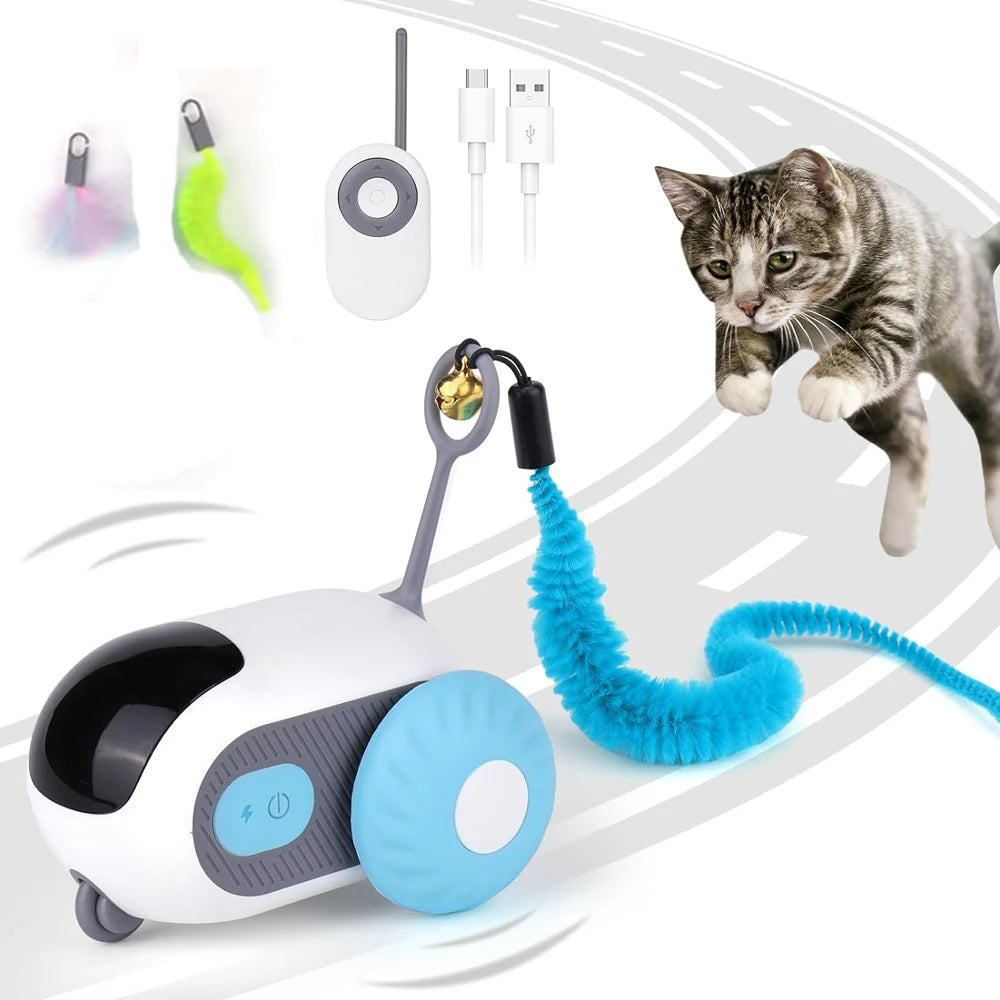 🐾 Smart Automatic Cat Toy Car – 2 Modi | Ferngesteuertes & automatisches Katzen-Spielauto für Jagdspaß & Training