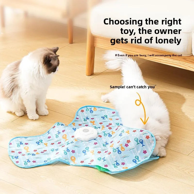 🐾 Interactive Automatic Cat Toy – Bewegliches Feder-Spielzeug für Wohnungskatzen | Hide-and-Seek Jagdspiel zur Aktivierung der Instinkte